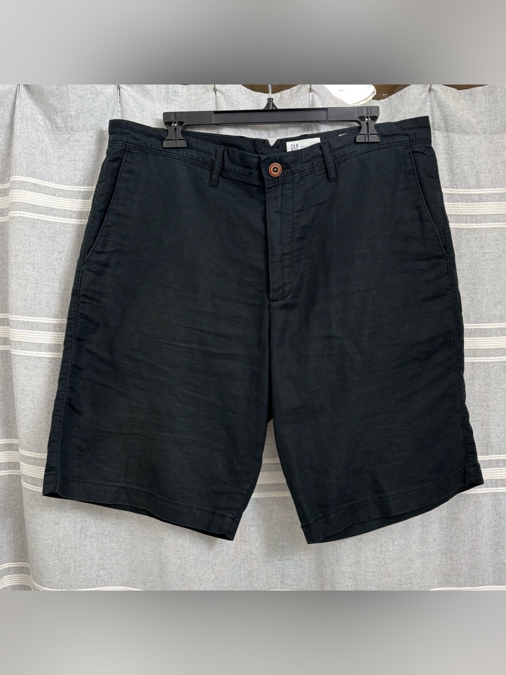 Gap Men's Black Linen & Cotton Blend Flat Front Shorts Size 34